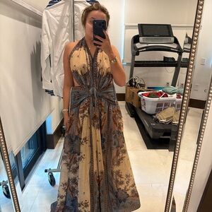 Zimmermann Beige and Blue Floral Maxi Dress